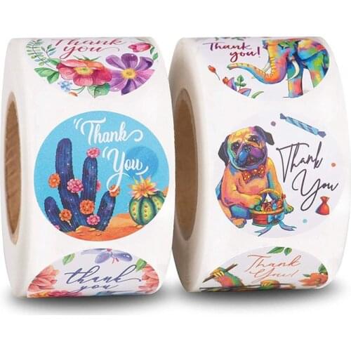 500pcs 16 Designs Animals and Floral Thank You Stickers Halloween Party Decoration Stickers Gift Labels Decoration Thanksgiving
