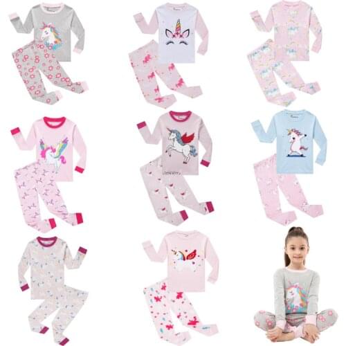 Girls Rainbow Unicorn Pajamas Sets Kids Pijaams Infantil Girl Unicornios Pijamas for 2-8Years Children Sleepwear Baby Homewear