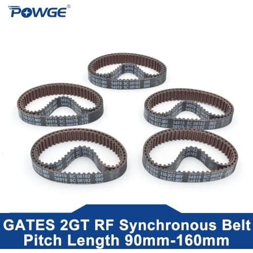 POWGE 2M 2MGT 2GT RF Timing Synchronous Belt Pitch Length 92/110/122/126/130mm Width 6mm Teeth 46 55 61 63 65 Gates Closed-Loop