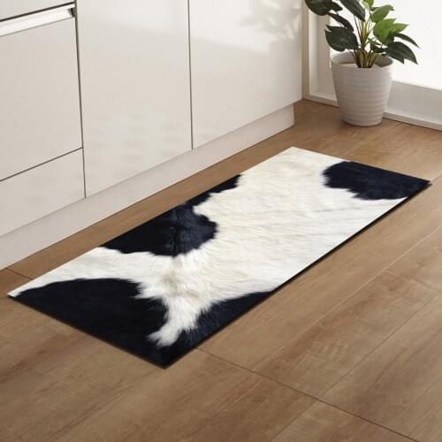 Kitchen Floor Non-slip Door Mat Long Door Door Mat 3D Cow Tiger Animal Fur Print Kitchen Anti-slip Mat Bedroom Bedside Pads