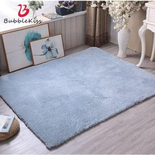 Bubble Kiss Home Living Room Coffee Table Plush Thick Carpet Lamb Wool Solid Color Design Mat Fashion Soft Non-Slip Floor Rug