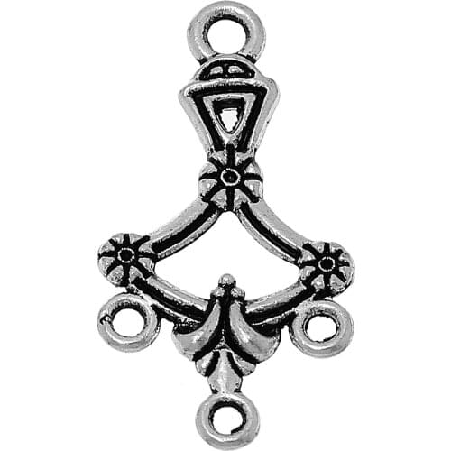 DoreenBeads Zinc metal alloy Connectors Findings Findings Irregular silver color Flower 27mm(1 1/8")x 14mm(4/8"),14 PCs