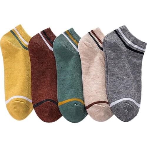 Short Stripe Woman Sweat Summer Comfortable Cotton Girl Womens Boat Socks Ankle Low Female 5 Pair