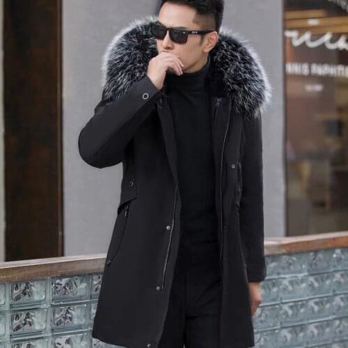 New fur coat, winter mens pie, rex rabbit fur liner, detachable hood, windproof and warm