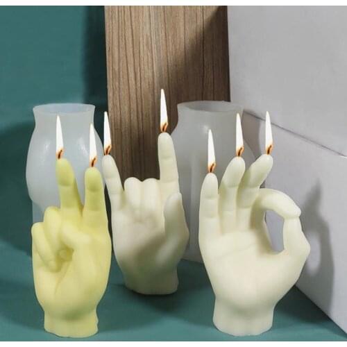 Silicone Molds Gesture Candle Mold Finger Candle Mould Creative Gesture Perfume Candle Wax Mold Soap Mold Cake Decor Gifts