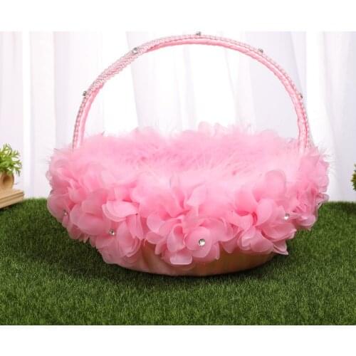 Western-style Wedding Supplies Bridal Wedding Flower Basket Handmade Flower Girl Portable Wedding Candy Flower Basket Wholesale