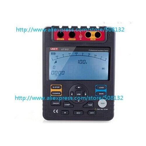 UNI-T UT512 UT-512 Digital Insulation Resistance Testers Voltmeter Auto Range 2500V 100Gohm w/USB Interface Meters