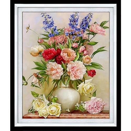 72x98cm Flowres Vase Needlework,DIY living room Chinese Cross stitch,Sets For Embroidery kit Full Cross-Stitching Silk Thread