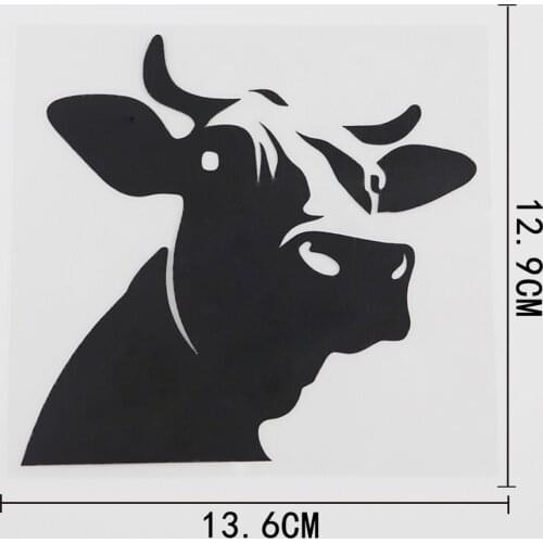 13.6CMX12.9CM Dairy Cow Head Farm Animals Vinyl Car Sticker Black/Silver 8A-0116