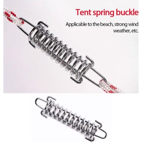 High Strength Camping Tent Spring Buckle High Elasticity Strength Stainless Steel Rope Tensioner Fixed Hook Buckle Beach Camping