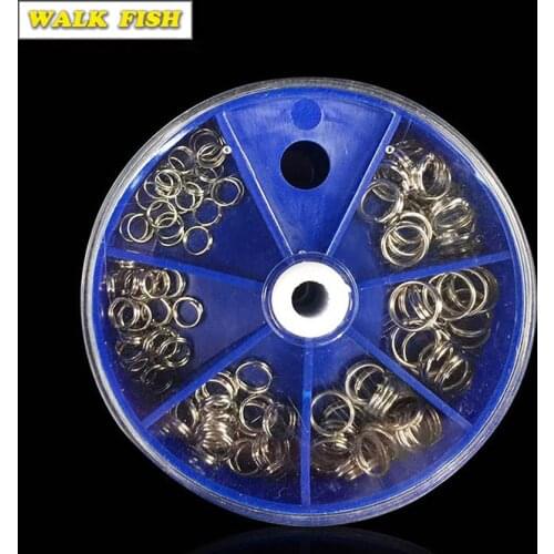 WALK FISH 115PCS/Lot Split Rings Set Stainless Steel Double Split Rings Fishing Connection Ring of Full Size Fishing Tackle