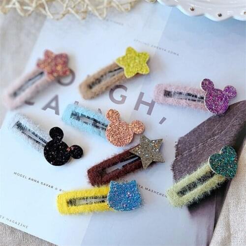 10pcs/lot Girls Hair Clips Hair Accessories Pentagram Heart Hairpins Glitter BB Clip Children Geometric Hairgrip Barrettes