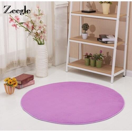 Zeegle Solid Round Carpets For Living Room Anti-slip Child Room Rug Washable Absorbent Kids Crawling Mats Circle Yoga Mats
