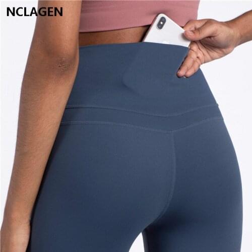 Yoga Pants Women High Quality With Pockets Two-sided High Waist Sport Leggings Fitness Push Up Elastic Gym Sportswear NCLAGEN