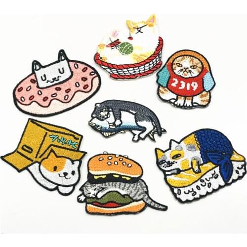 1Pcs Animals Cat High Quality Embroidery Sew On Patches Applique Badge Craft DIY For Children Clothes Trousers Sticker