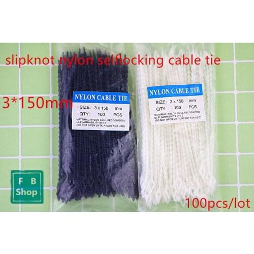 100PCS 3*150mm white and b ack slipknot nylon selflocking cable tie Bead type tie cable tie /Nylon cable tie