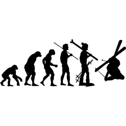 18.6CM*7CM Interesting Skiing Of Evolution Vinyl Decal Silhouette Car Sticker S9-0448