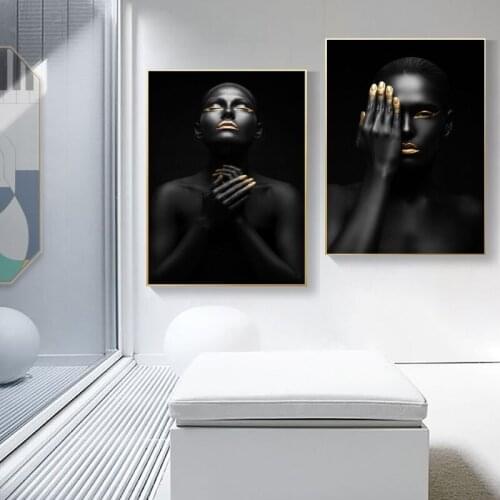 Abstrat Black African Woman Canvas Paintings Scandinavian Sexy Girl Posters Wall Art Picture For Living Room Decor