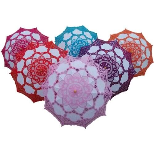 Free shipping New Vintage Lace Umbrella Handmade Cotton Embroidery Battenburg Lace Parasol Umbrella Wedding Decoration