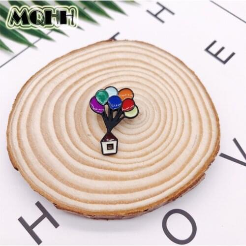 Cartoon Creative Color Hot Air Balloon House Enamel Brooch Alloy Badge Pants Shirt Bag Pin Accessories Women Jewelry Gifts