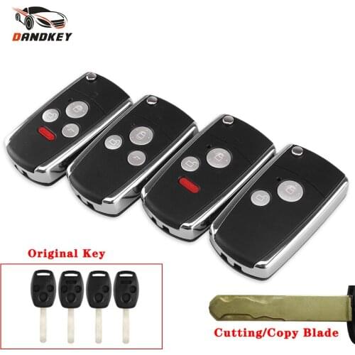 Dandkey Cut Blade 2/3/4 Buttons Car Key Case Shell Remote Fob Cover For Honda Cr-V Civic Insight Ridgeline 2003-2013 key shell
