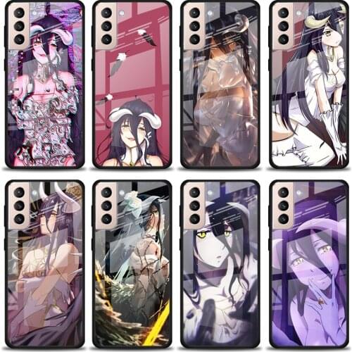 Anime Girl Albedo Tempered Glass Cover For Samsung Galaxy S21 Plus Ultra M21 M31 M51 A52 A72 Phone Case Coque