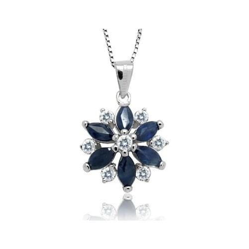 CoLife Jewelry Classic Sapphire Necklace Pendant for Party 2.5mm*5mm Natural Sapphire Pendant 925 Silver Sapphire Jewelry