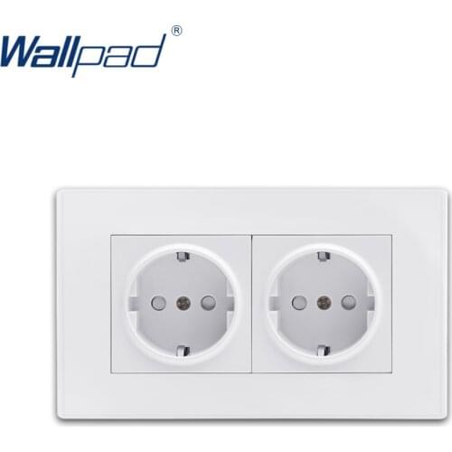 2 Double EU German Socket Wallpad Luxury White Wall Power Electrical Outlet Sockets PC Panel 16A 110-250V