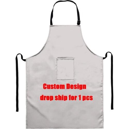 Custom your Design/Logo/Text/Name Women/Men Apron Adjustable Household Cleaning Pinafore Oil-proof Kitchen/Barbecue Apron 2020