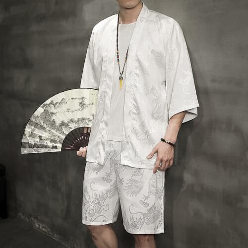 Geskeey Sun Proof Clothes Style Daopao M-5XL Couple Guochao Ancient Chinese Ice Silk Kimono Japanese Summer Element Thin Coat