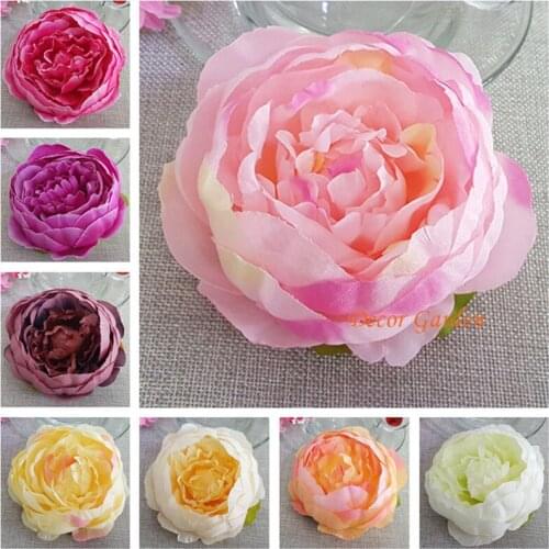 2pcs 9 Colors 10cm Retro Round Core Peony Artificial Flower Head Realistic Simulation For DIY Wedding Home Garden Decoration