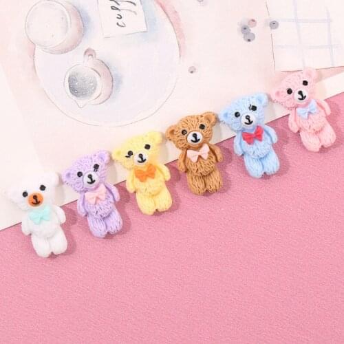 20pcs Cartoon Colorful Bear Flatback Resin Cabochon Kawaii Animal for Headwear Accessories Scrapbooking DIY Phone Case Decoratio