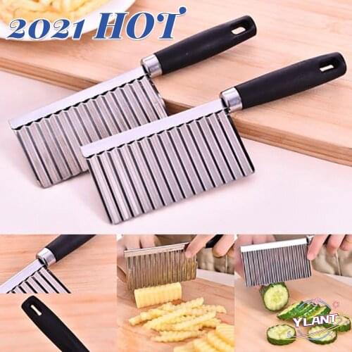 SWT Stainless Steel Kitchen Gadget Vegetable Cutting Tool Kitchen Accessories fries machine Kitchen Potato Wavy Edged Knife