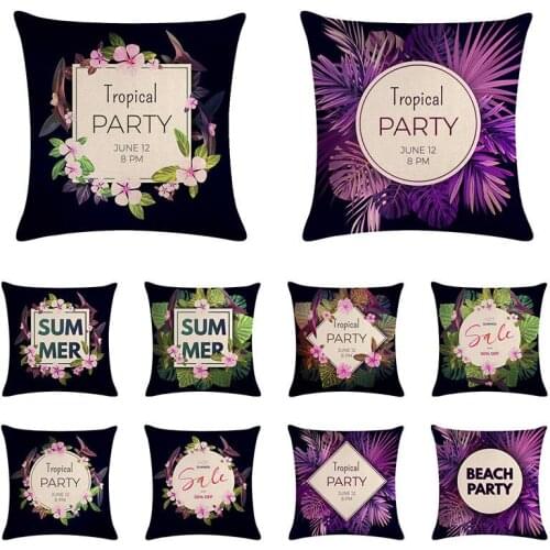 45x45cm Summer Cushion Covers Leaf Pillow Cover Tropical Plants Ethnic Lounge Holiday Gift Pillow with Cover Cotton Linen ZY1038