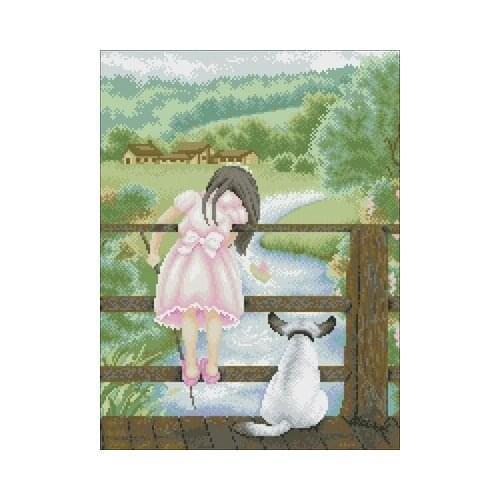 Little Girls Memory Bridge Needlework,For Embroidery,DIY 14CT Unprinted Arts Cross stitch kits Set Cross-Stitching H