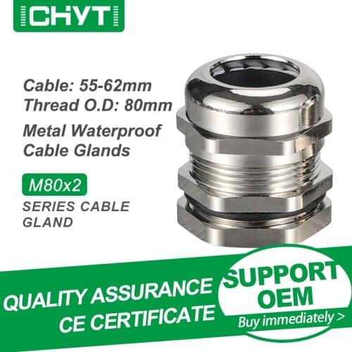 Free Shipping CHYT M80x2 M88x2 M90x2 1piece Zinc Alloy Nickel Plated Sealing Metal Connector IP68 Waterproof Cable Gland