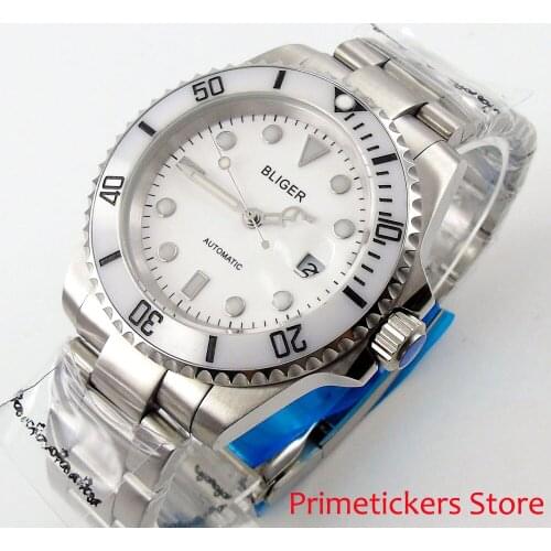 White dial sapphire glass 40mm ceramic bezel luminous marks date automatic movement mens watch B67