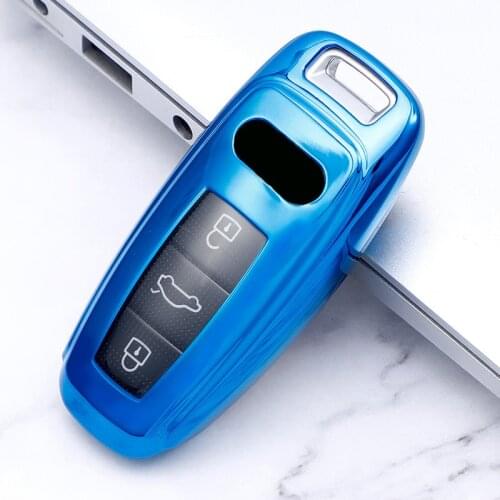 Soft TPU Car Key Case Cover Bag For Audi E-Tron A6 C8 A7 A8 Q8 2018 2019 2020 Auto Styling Holder Protection Shell Accessories