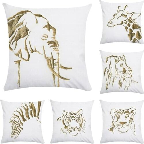 Animal Style Cushion Cover Polyester Cotton Claus zebra tiger lion elephant Home Decorative Pillows Cover Pillowcase CR192