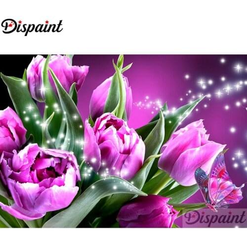 Dispaint Full Square/Round Drill 5D DIY Diamond Painting "flower rose butterfly" Embroidery Cross Stitch 5D Home Decor A11103