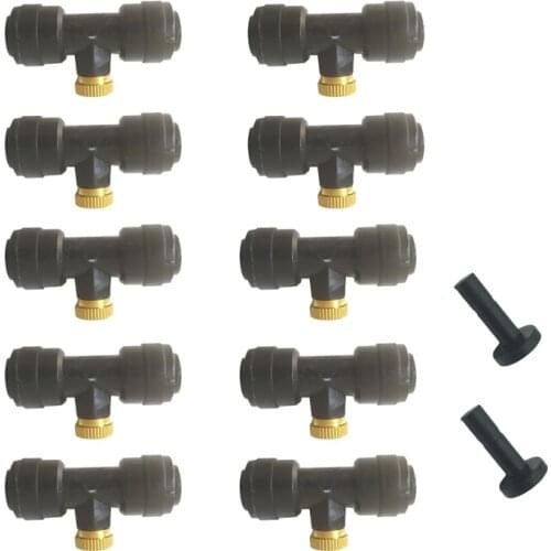 Low Pressure Water Fog Misting Brass Cooling Fan Nozzle 10pcs Plus Quick Connector Fitting 10pcs and Plugs 2pcs