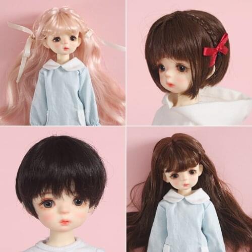 New 1/6 Bjd SD DD doll wig high temperature Pink golden pink fashionable long wavy curly hair short hair BJD hair doll wig