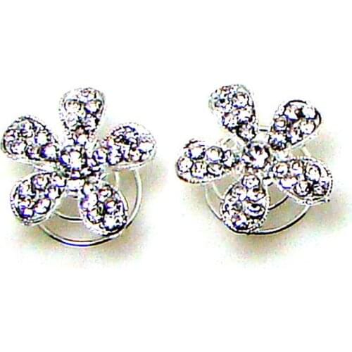 NEW 20mm crystals metal blossom flower charm bridal ornaments wedding hair decortation fashion jewelry accessories 6prs x