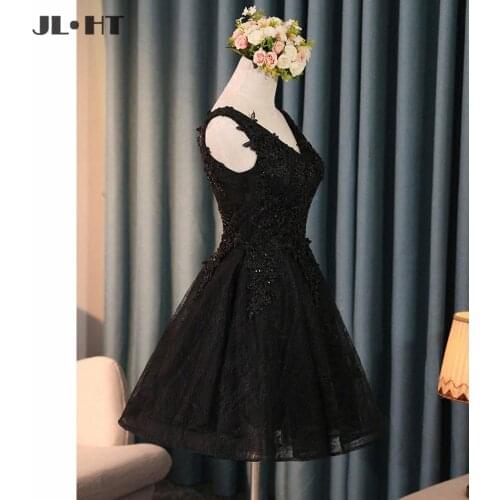 Elegant Homecoming Graduacion Dresses with Black Lace Applique Beaded Tulle Short Prom Dress Homecoming Dress