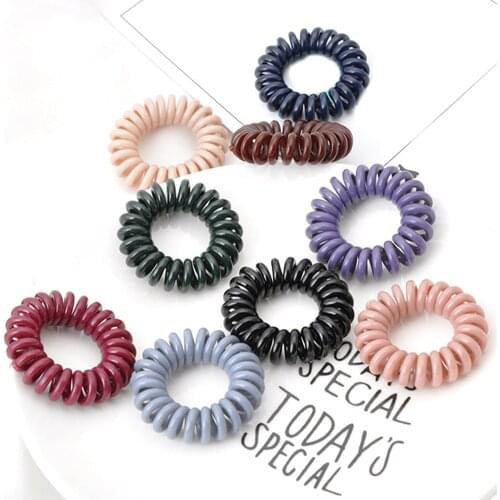 Frosted Colored Telephone Wire Elastic Hair Bands For Girls Headwear Ponytail Holder Rubber Bands Women Hair Accessories