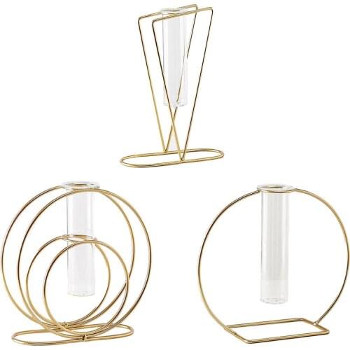 Nordic Flower Hydroponic Vase Terrarium Planter Pot Iron Frame Home Desk