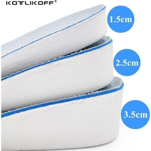 KOTLIKOFF 1.5-3.5cm Height Increase Insoles Breathable High-Elastic Sport Sole Pad Heel Insert Taller Support Absorbant Foot Pad