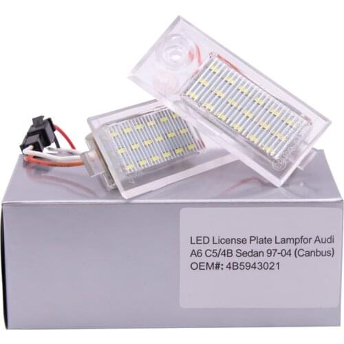 2Pcs 18SMD Canbus No Error LED License Plate Number Light Lamp For Audi A6 C5/4B Sedan 1997-2004