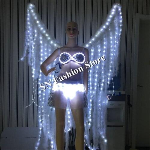 MD17 LED Luminous dress women Performance catwalk stage show clothes ballroom dance led costumes sexy dj wears bar party clothes