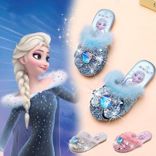 Cartoon Frozen Anna Elsa Girl Children Lovely Soft Cotton Slipper Autumn Warm Princess Flat Kid Indoor Home Bedroom Cotton Shoes